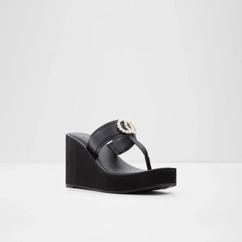Fashion Andet-sort Aldo Macarenia Kvinders G-streng Strand Wedge Sandal