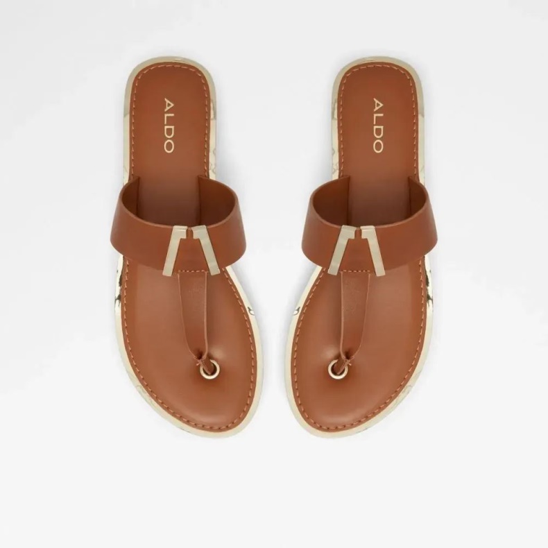 Malibu Kvinders Flad String Sandal Mode Aldo Cognac
