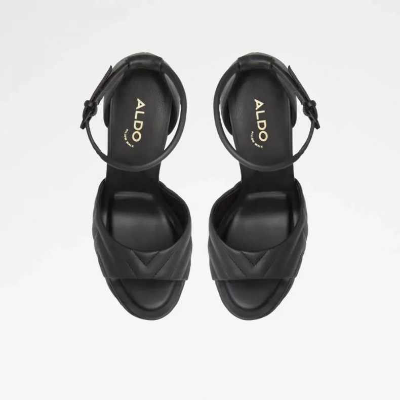 Mode Sort Aldo Milena Quiltet Platformssandal Til Kvinder
