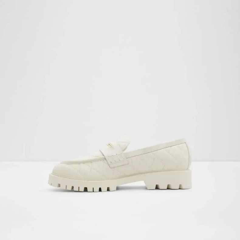 Fashion Aldo Moxy Dame Quiltet Lug Sole Loafer Hvid