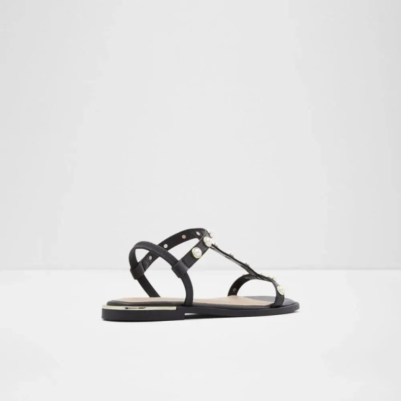 Fashion Aldo Nydewia Kvinders Flad T-strop Sandal Sort