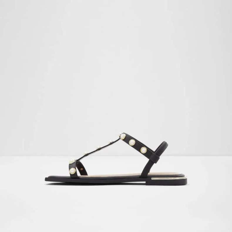Fashion Aldo Nydewia Kvinders Flad T-strop Sandal Sort