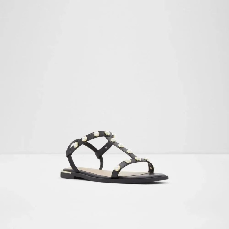 Fashion Aldo Nydewia Kvinders Flad T-strop Sandal Sort