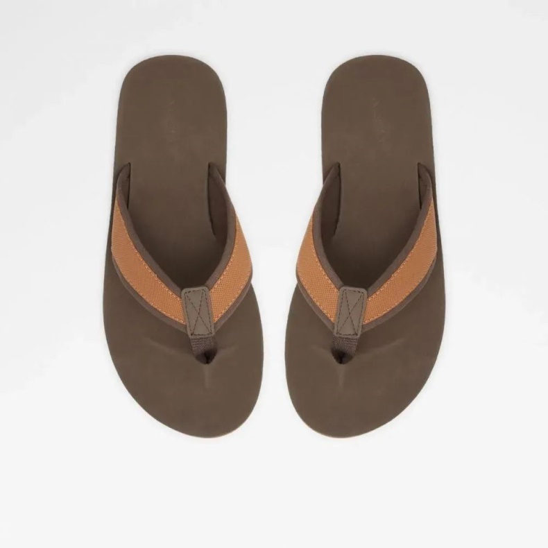 Cognac Mode Aldo Orest Flad String Sandal Til Mænd