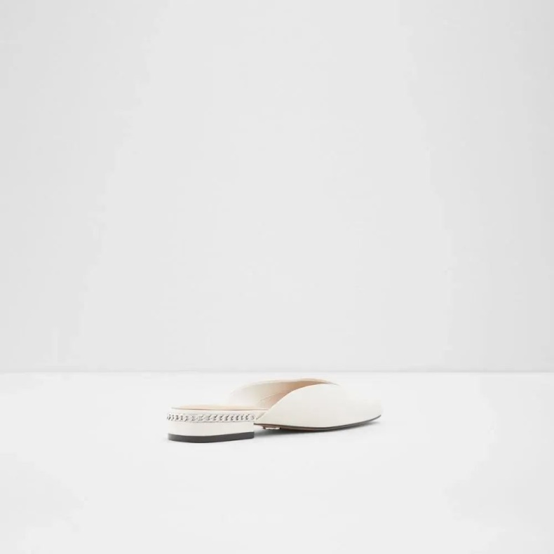 Mode Aldo Hvid Pridiaflex Kvinders Flad Mule Slip On