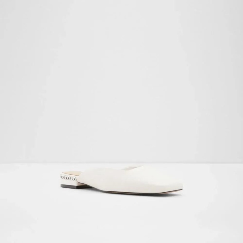 Mode Aldo Hvid Pridiaflex Kvinders Flad Mule Slip On