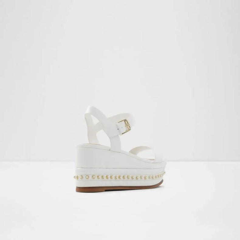 Mode Aldo Hvid Selia Flatfowedge Sandal Til Kvinder