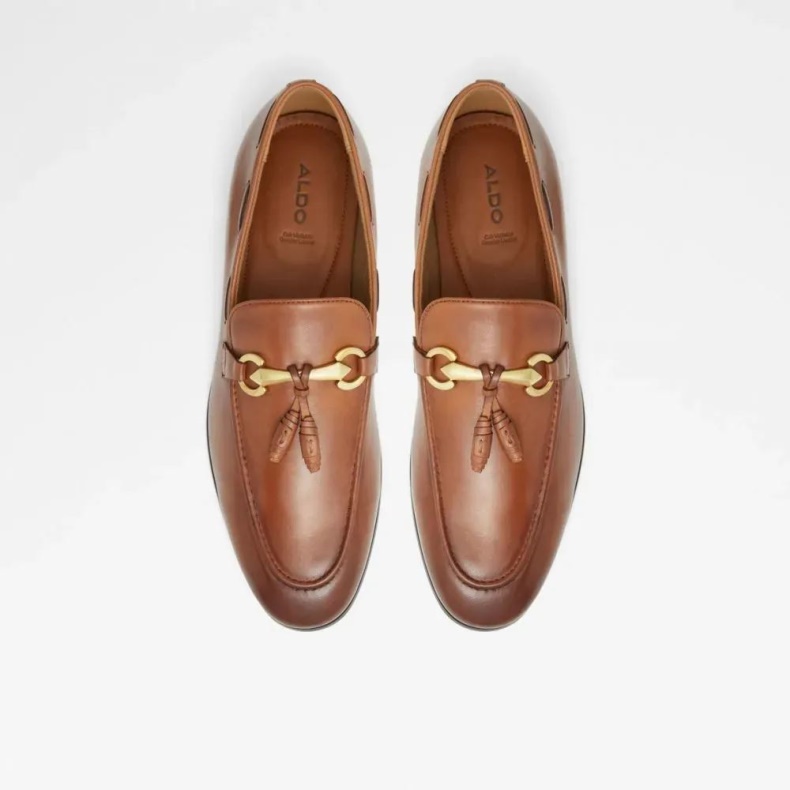 Cognac Mode Aldo Stokhid Slip On Loafer Kjole Sko Til Mænd