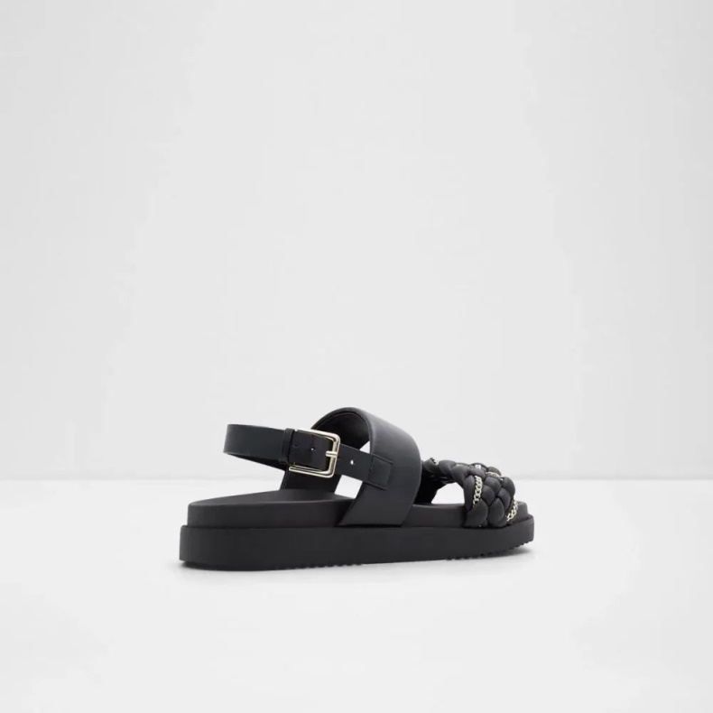 Sort Aldo Fashion Yboha Todelt Flad Sandal Til Kvinder